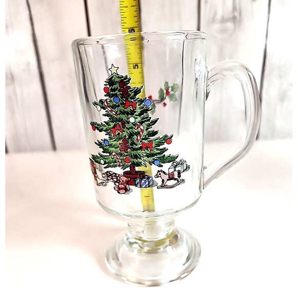 Luminarc Vintage Christmas Tree & Holly Glass Mugs Set Of 2 | Holiday Hostess - Picture 7 of 14